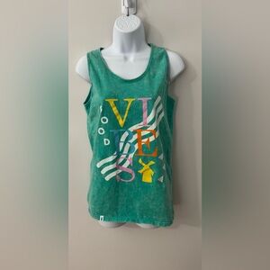 Dutch Bros Good Vibes Tank Top Acid Washed Green Colorful Size M